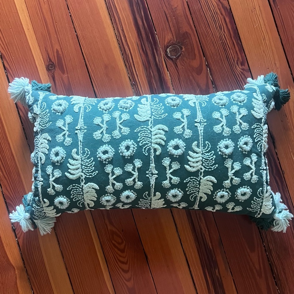 Opalhouse Teal and White Accent Pillow